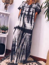 Load image into Gallery viewer, V-neck Short Sleeve Contrast Color Maxi Dress