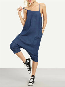 Casual Simple Loose Pocket Sling Jumpsuit