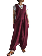 Load image into Gallery viewer, Pure Color Sleeveless Loose Casual Jumpsuit Overalls With Pockets