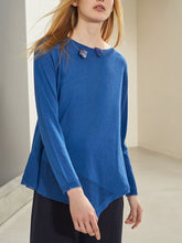 Load image into Gallery viewer, Boat Neck Casual Asymmetric Knit Sweater