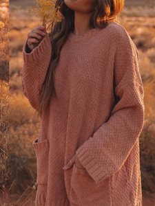 Long Sleeve Casual Solid Pockets Sweater