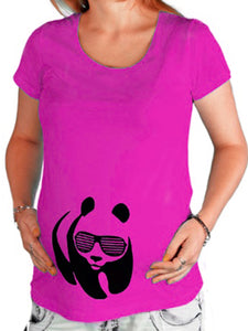 Loose Casual Round Neck Short Sleeve Panda Print Maternity Top