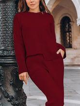 Load image into Gallery viewer, Round Neck Knit Casual Two-piece Suit