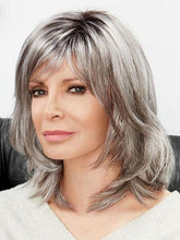 Load image into Gallery viewer, Silver Grey Mix Color Short Hair With Layers Slant Bangs Synthetic Wigs