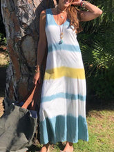 Load image into Gallery viewer, V-neck Tie-dye Striped Vacation Dress