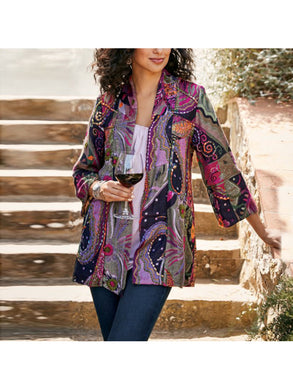 Fashionable Nordic Vintage Print Cardigan