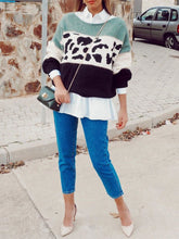 Load image into Gallery viewer, Casual Three-color Mosaic Leopard Sweater