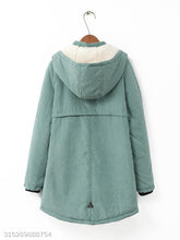 Load image into Gallery viewer, Hooded Flap Pocket Plain Fleece Lined Coat