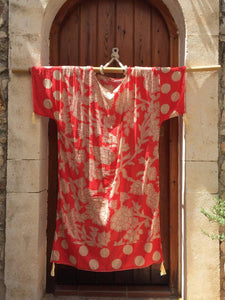 Red Cotton Printed Boho Loose Dresses