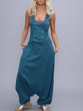 Load image into Gallery viewer, Baggy Wide Leg Overalls Cotton Dungarees Romper Boho Jumpsuit