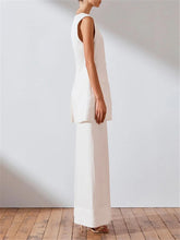 Load image into Gallery viewer, Solid Color Simple V Neck Sleeveless Wide Leg Pants Suit