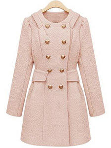 Solid Color Slim Warm Woolen Coat