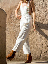 Load image into Gallery viewer, Embroideried Casual Solid Color Straps Pockets Jumpsuit