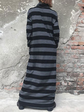 Load image into Gallery viewer, Loose Casual Turtleneck Long Sleeve Pocket Striped Maxi Dress