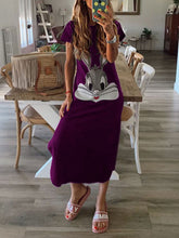 Load image into Gallery viewer, Rabbit Print Long Casual Dress