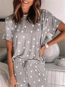 Loose Casual Love Short Sleeve Shirt Pants Casual Home Service Suit