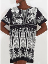 Load image into Gallery viewer, Round Neck Short Sleeve Casual Printing Straight Tube Mini Dress