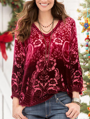 Elegant And Relaxed Casual V-Neck Floral Top