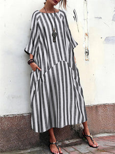 Casual Loose Striped Maxi Dresses