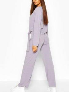 Loose Casual Irregular Long Sleeve Knitted Suit