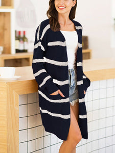 Striped Colorblock Knit Cardigan Sweater Women