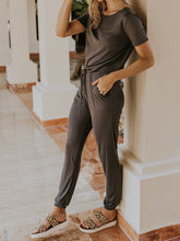 Load image into Gallery viewer, Solid-colored Drawstring Lounge Jumpsuit