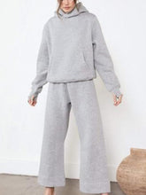 Load image into Gallery viewer, Hooded Solid Color Long Sleeve Casual Knit Two-Piece Suit