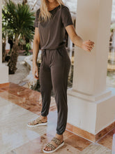 Load image into Gallery viewer, Solid-colored Drawstring Lounge Jumpsuit