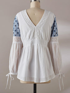 Printed Loose V-Neck T-Shirt