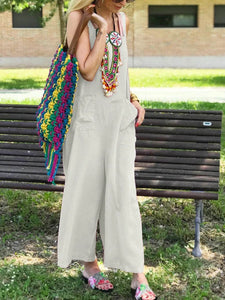 Cut Collar Sleeveless Pure Colour Jumpsuit