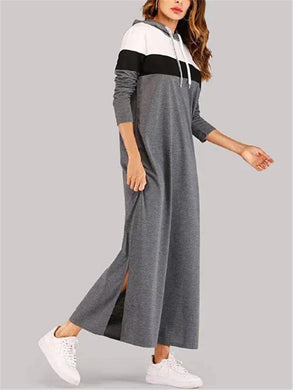 Loose Casual Daily Long Sleeve Hooded Long Dress