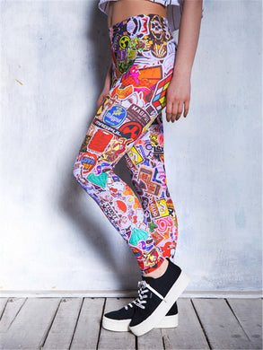 Cool Colorful Graffiti Printed Tight Hip Yoga Pants