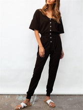 Load image into Gallery viewer, Comfortable Casual Solid Color V Neck Button Jumpsuits