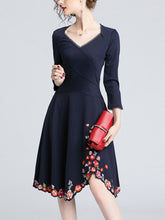 Load image into Gallery viewer, Three-dimensional Tailored Slim Slim Elastic Heavy Embroidery Dress
