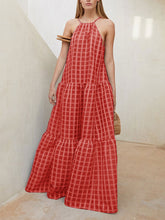 Load image into Gallery viewer, Bohemian Vacation Beach Check Maxi Dress