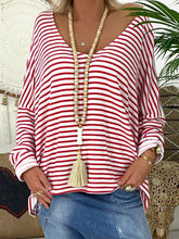 Load image into Gallery viewer, Large Neckline Casual Loose Striped Tops