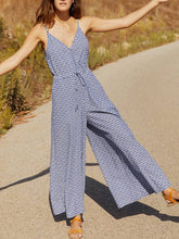 Load image into Gallery viewer, V Neck Lace-Up Wide Leg Jumpsuit