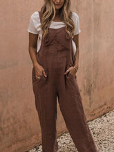 Load image into Gallery viewer, Women Chic Cotton Linen Overalls Casual Jumpsuit
