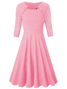 Square Floral Dress With Floral Skirt And Lace Dress