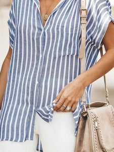 Women Casual Striped Fit Button Blouse