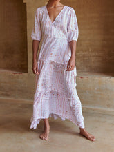 Load image into Gallery viewer, Bohemian V-neck Maxi Dress Mid Sleeve Dress