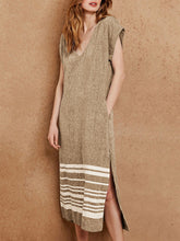 Load image into Gallery viewer, Linen Border Stripe Midi Dress