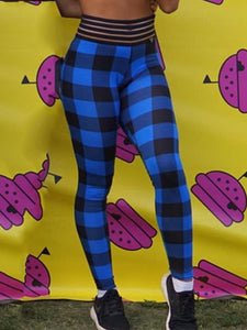 Sexy High Waist Plaid Yoga Track Pants