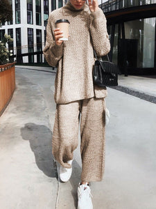 Knitted Long Sleeve Two Piece Set