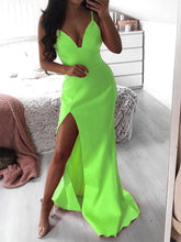 Load image into Gallery viewer, High-Waisted Sling V-Neck Pleated Slim-Fit Split Sexy Evening Dress