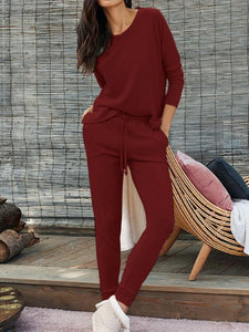 Crew Neck Two Pieces Pants Sets Suits