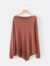 Load image into Gallery viewer, Boat Neck Casual Asymmetric Knit Sweater