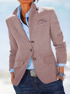 Solid Color Long Sleeve Suit Jacket