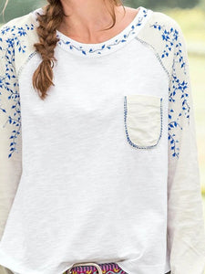 Long Sleeve Round Neck Cotton-Blend Printed Shirts & Tops