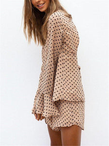 Sexy Backless Polka Dot Print Two Piece Set